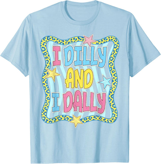 Preppy I Dilly and I Dally Leopard Coquette for Girls Women T-Shirt - T-Shirt | Light Blue
