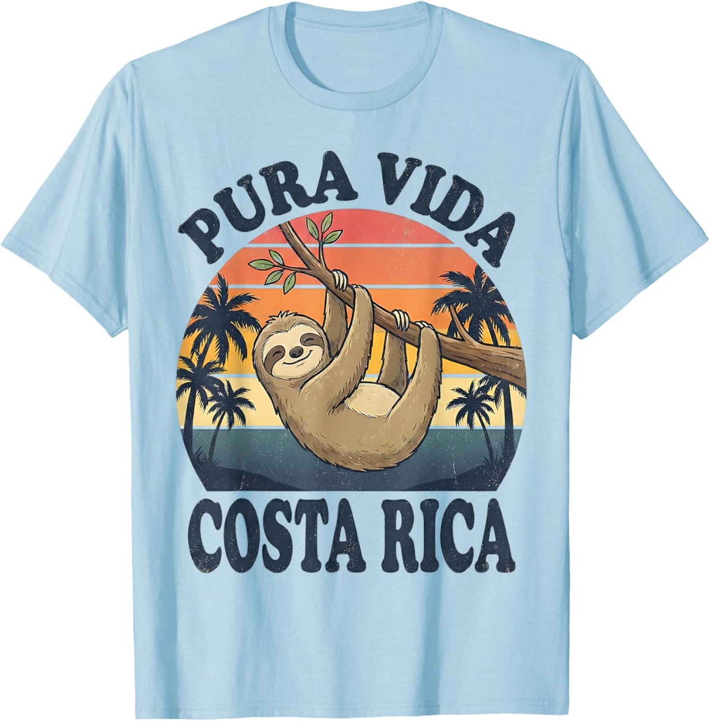 Vacation Tropical Pura Vida Sloth Costa Rica T-Shirt - T-Shirt | Light Blue