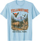Yellowstone US National Park Wolf Bison Bear Flying Eagles T-Shirt - T-Shirt | Light Blue