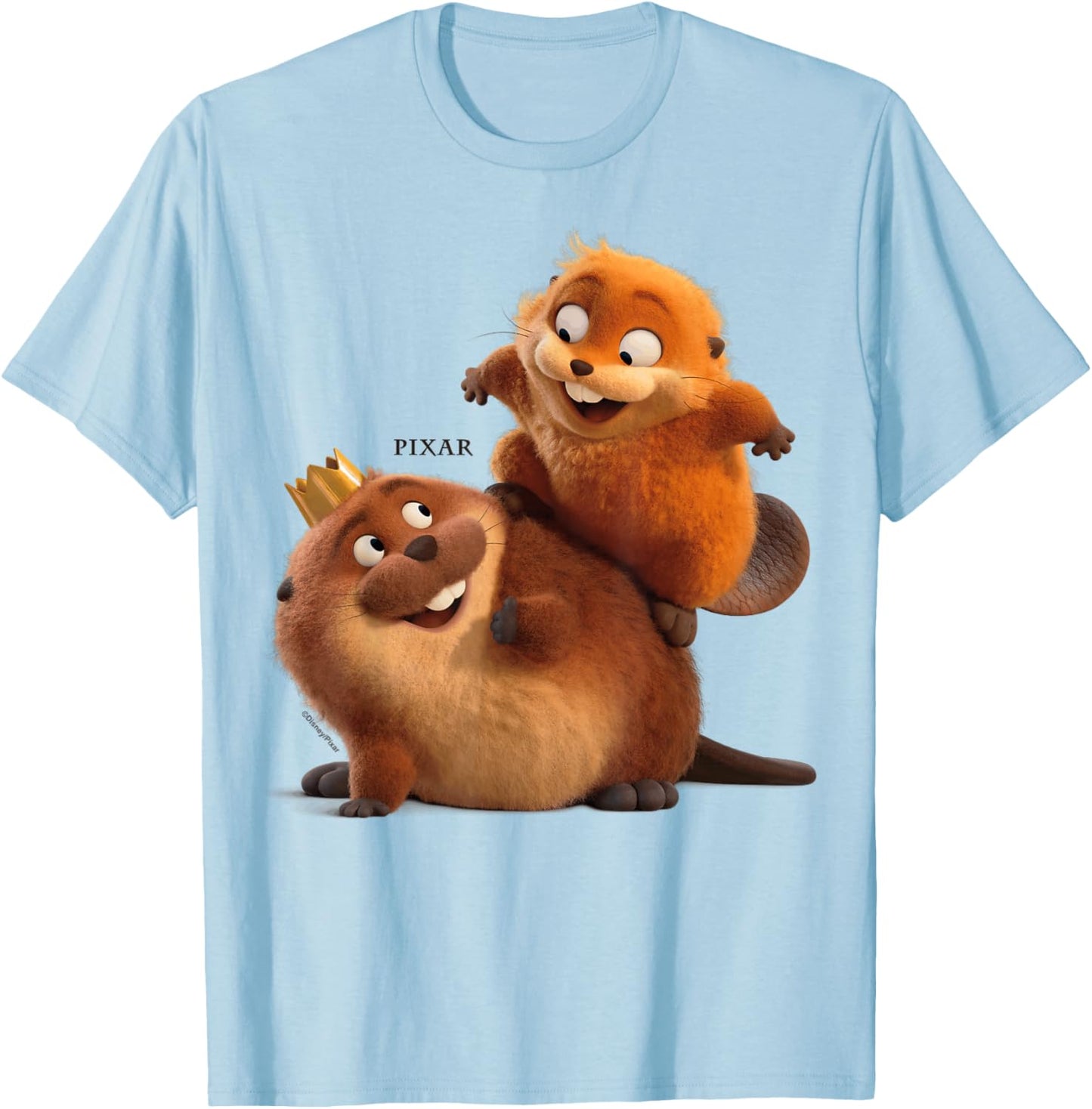 Disney Pixar Hoppers King George and Mabel Playful 3D Art T-Shirt - T-Shirt | Light Blue