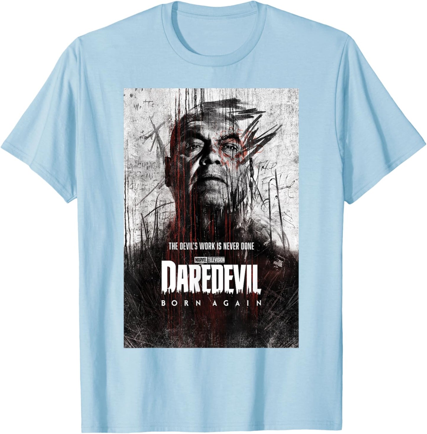 Marvel Daredevil: Born Again Season 1 Kingpin Poster T-Shirt - T-Shirt | Light Blue