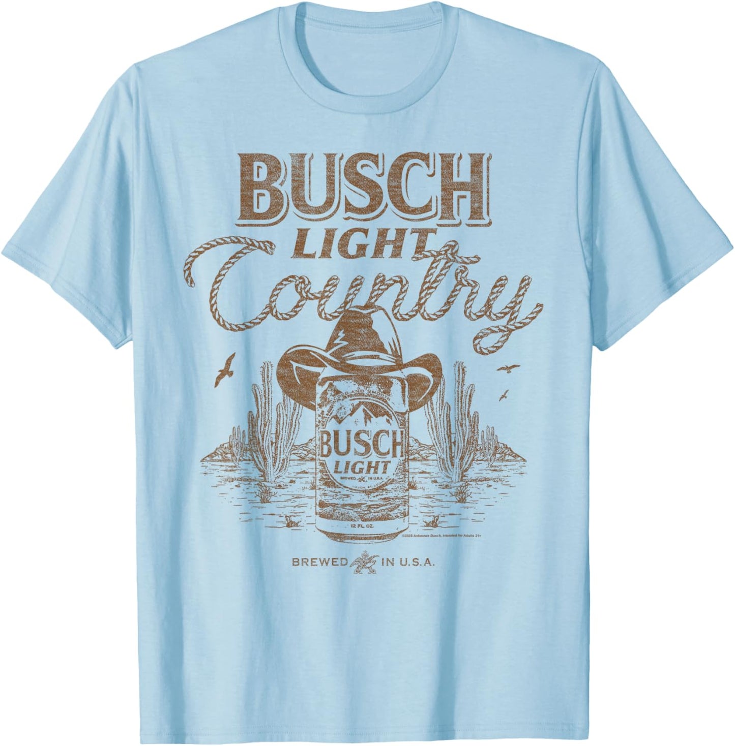 Busch Light Coutry - Rope Detail in Desert T-Shirt - T-Shirt | Light Blue