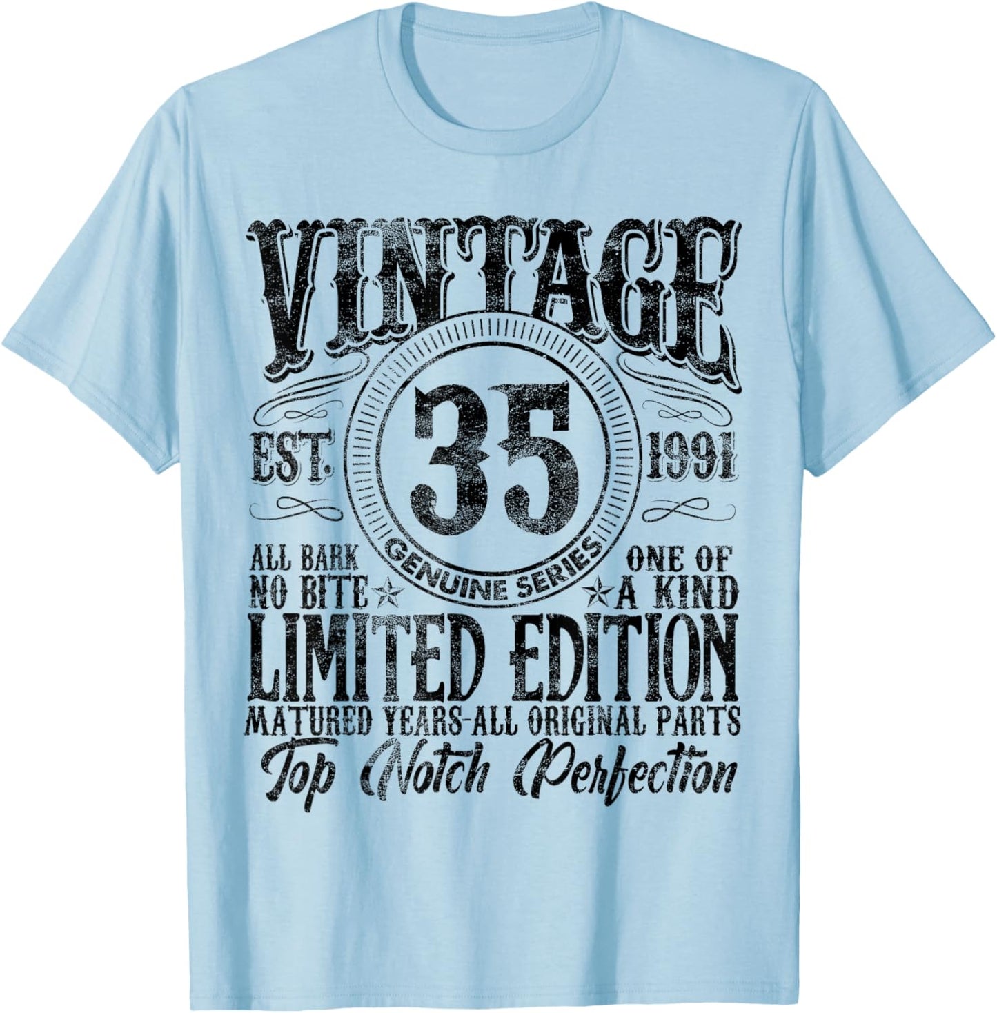 35 Year Old Gifts Vintage 1991 Limited Edition 35th Birthday T-Shirt - T-Shirt | Light Blue