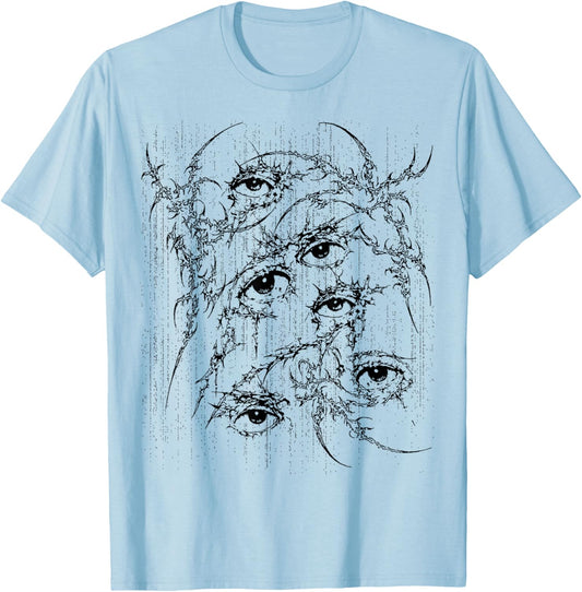 Grunge Eys y2k Goth Alt Sigilism Vintage Graphic T-Shirt - T-Shirt | Light Blue