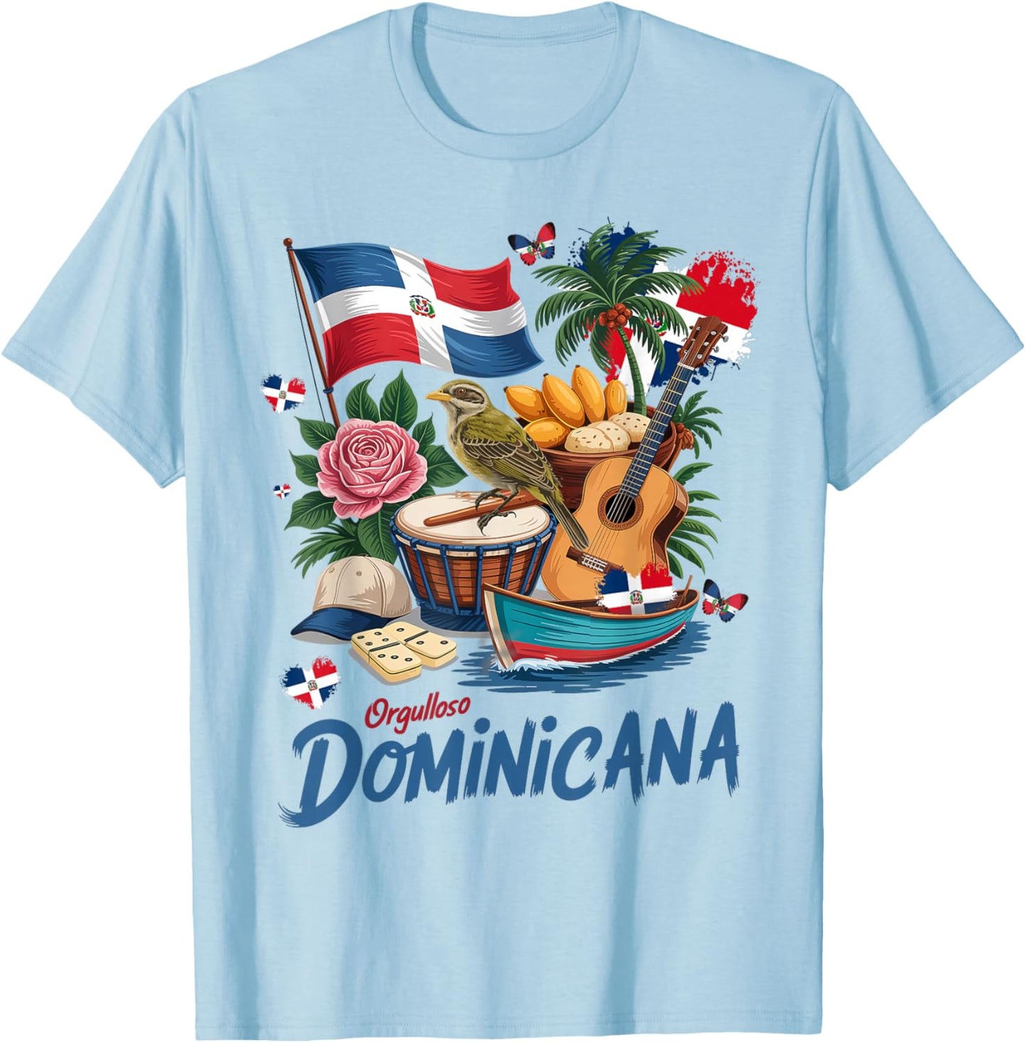Dominicana Costume Idea for Kids Dominican Republic Flag T-Shirt - T-Shirt | Light Blue