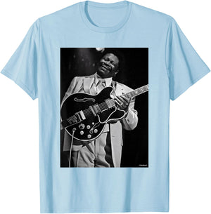 B.B. King of The Blues Live LA 1979 By Dick Barnatt T-Shirt - T-Shirt | Light Blue