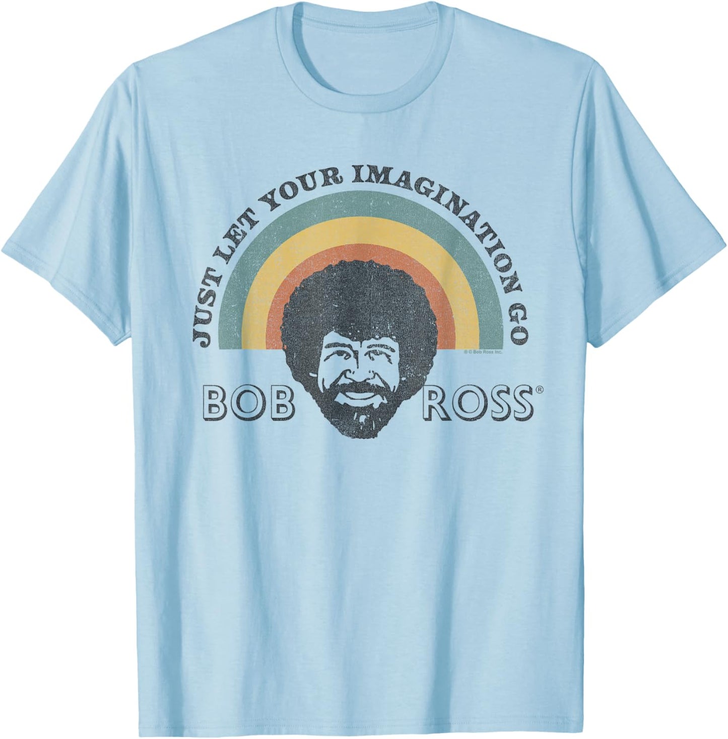Bob Ross Rainbow T-Shirt - T-Shirt | Light Blue