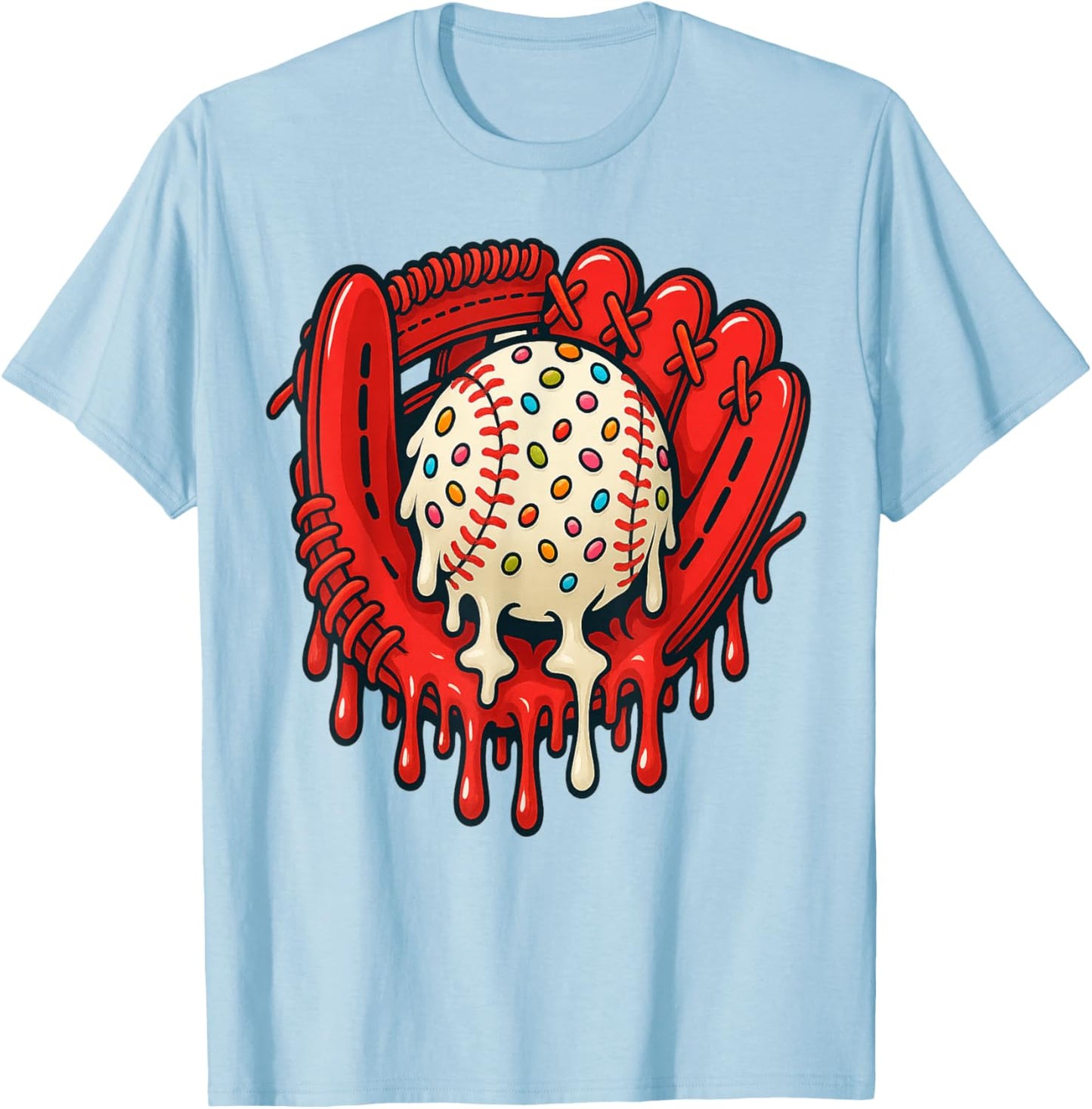Baseball Drip Team for Boys Ice Cream Cool T-Shirt - T-Shirt | Light Blue