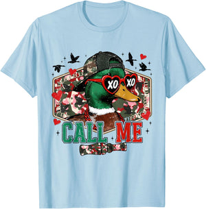 Valentine Duck Hunting XOXO Call Me Boys Kids Camo T-Shirt - T-Shirt | Light Blue