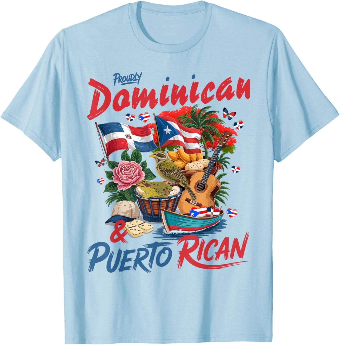 Puerto Rican & Dominican Flag Idea Dominican Theme T-Shirt - T-Shirt | Light Blue