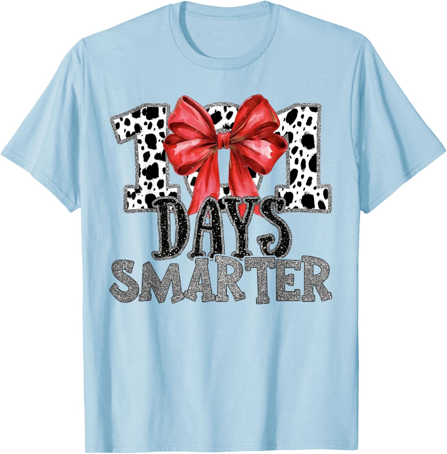100 Days Smarter Coquette Bow Dalmatian Dog Teachers Kids T-Shirt - T-Shirt | Light Blue