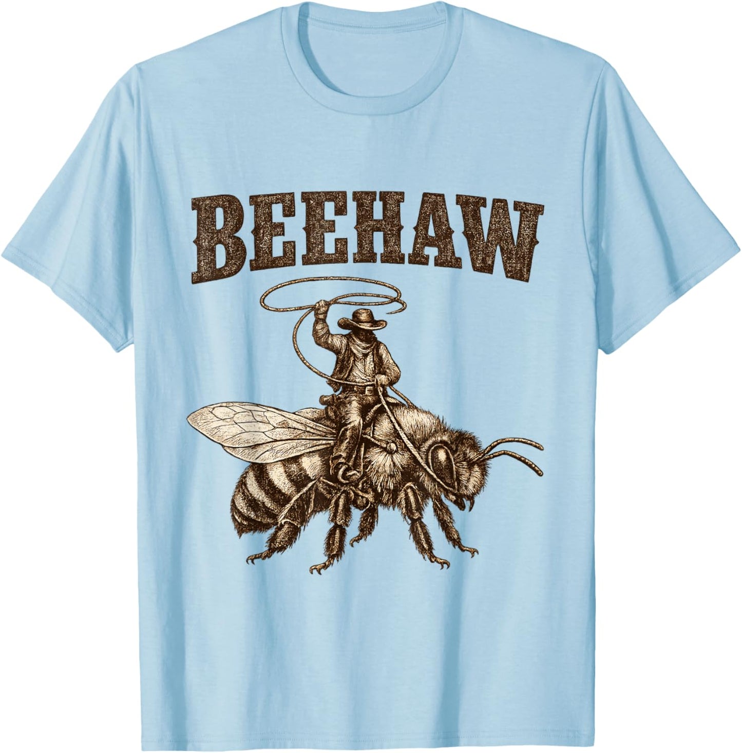 Beehaw Vintage Bee-Wrangler Cute Beekeeper Cowboy Bee Youth T-Shirt - T-Shirt | Light Blue