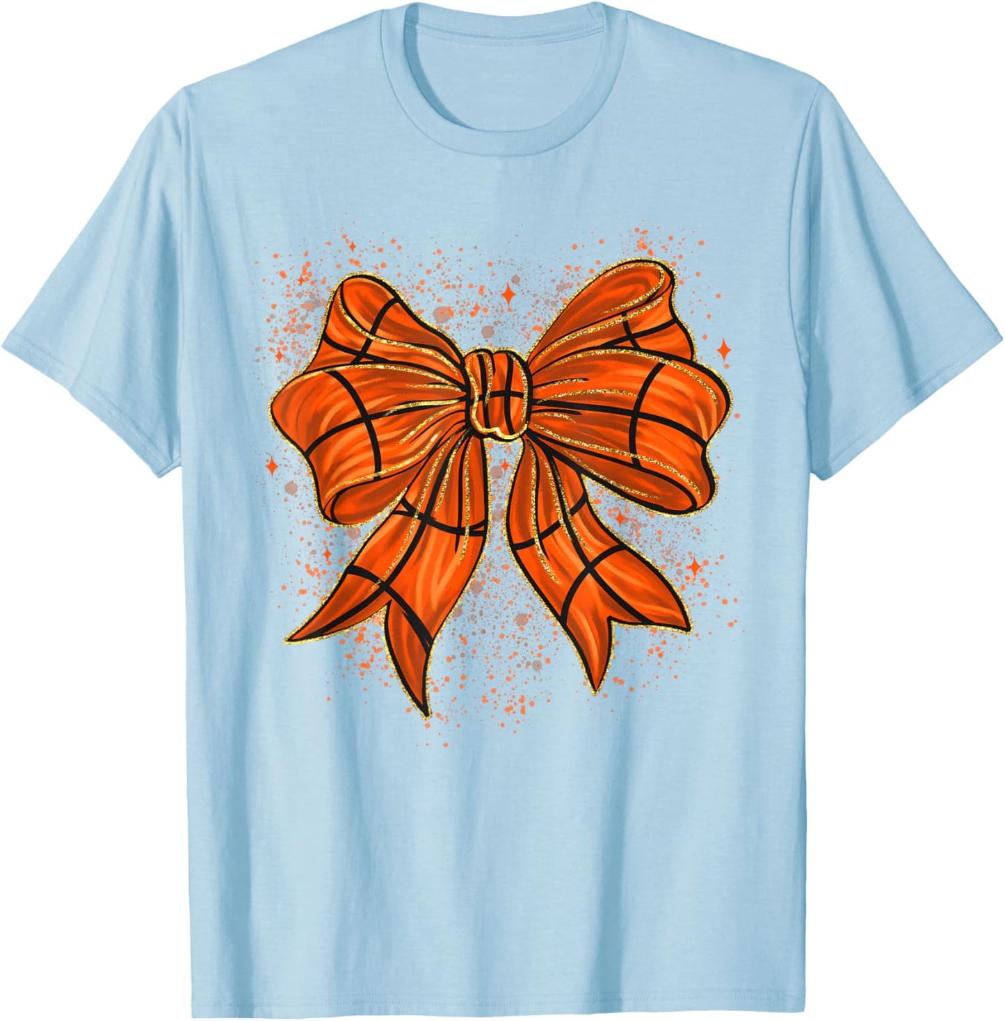 Cute Basketball Coquette Bow Basketball Bow Girls Game Day T-Shirt - T-Shirt | Light Blue