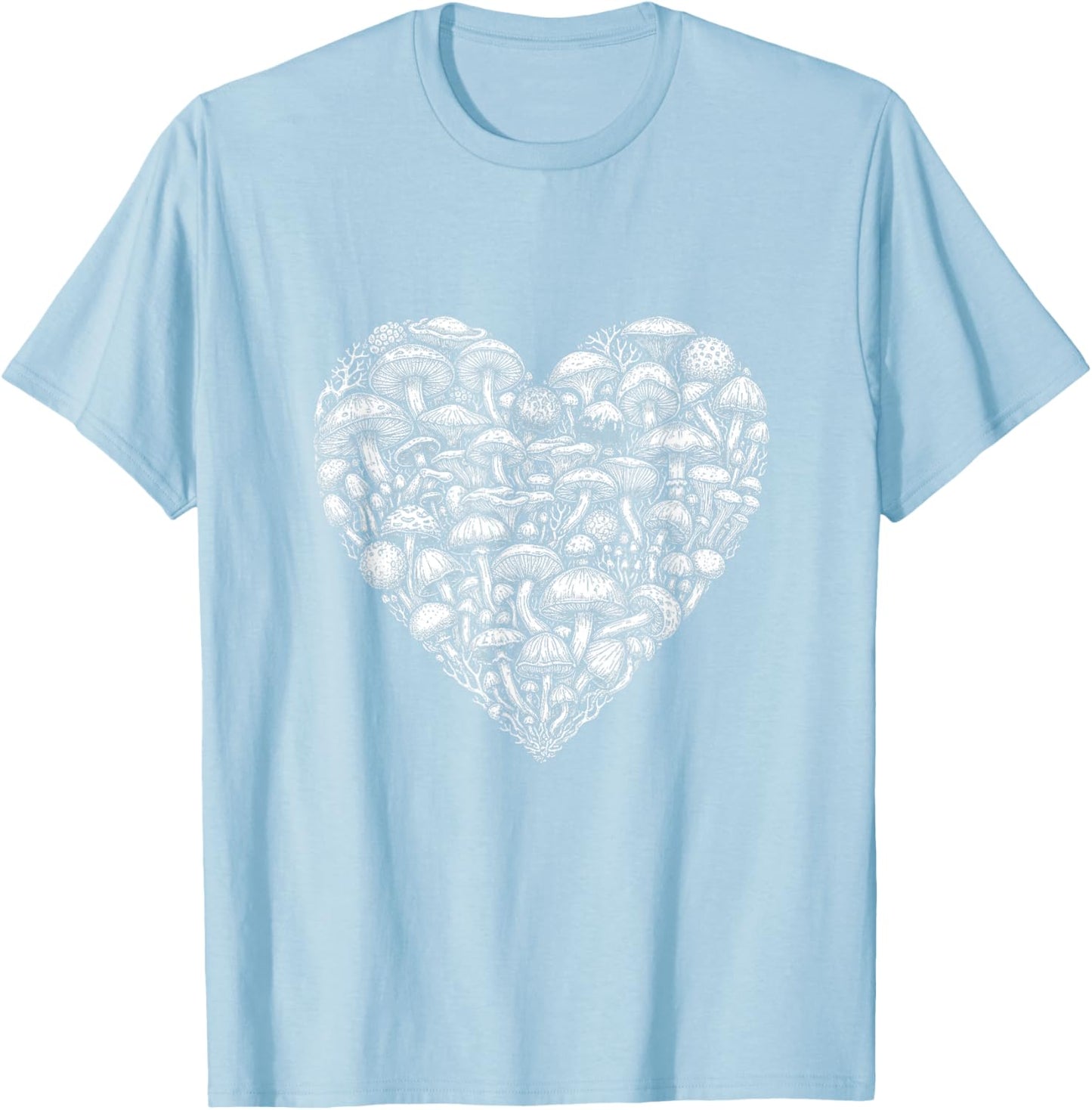 Mushroom Heart Shaped Cute Valentines Days T-Shirt - T-Shirt | Light Blue