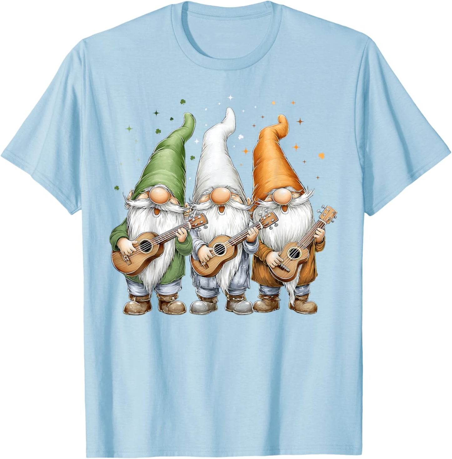 Ukulele Gnome Shamrock St. Patricks Day Pattys Day Ireland T-Shirt - T-Shirt | Light Blue