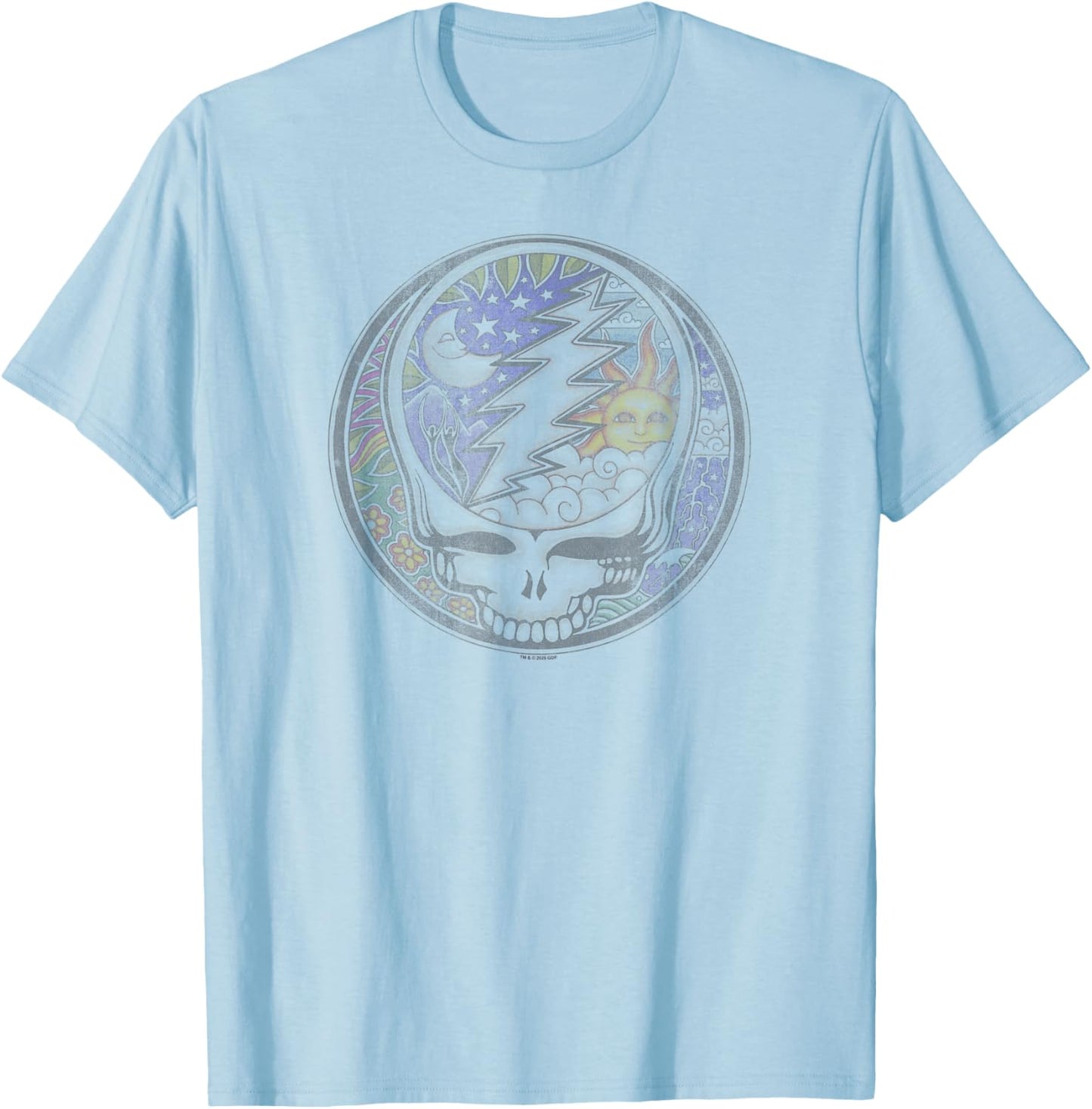 Grateful Dead Celestial Sun and Moon Stealie Vintage Band T-Shirt - T-Shirt | Light Blue
