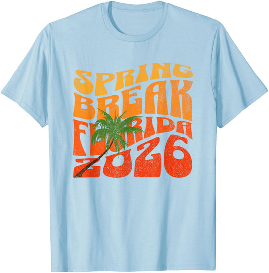 Spring Break Florida 2026 Beach Vacation Party Design T-Shirt - T-Shirt | Light Blue