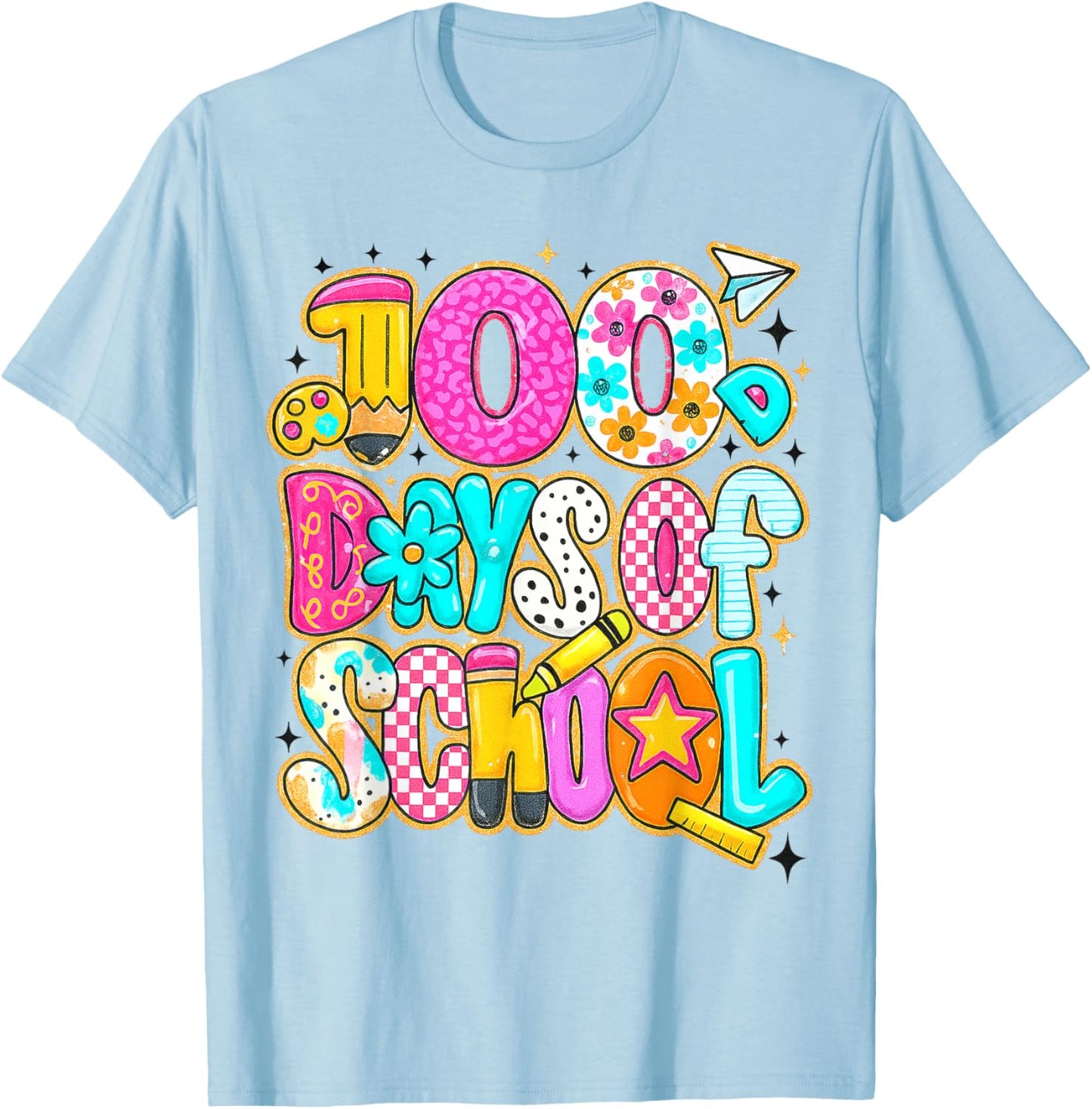 100 Days of School Teachers Coquette 100 Days Smarter T-Shirt - T-Shirt | Light Blue