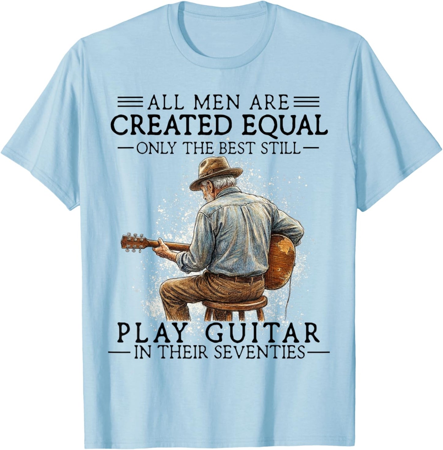 70th Birthday Guitar Best Play in Seventies Acoustic T-Shirt - T-Shirt | Light Blue