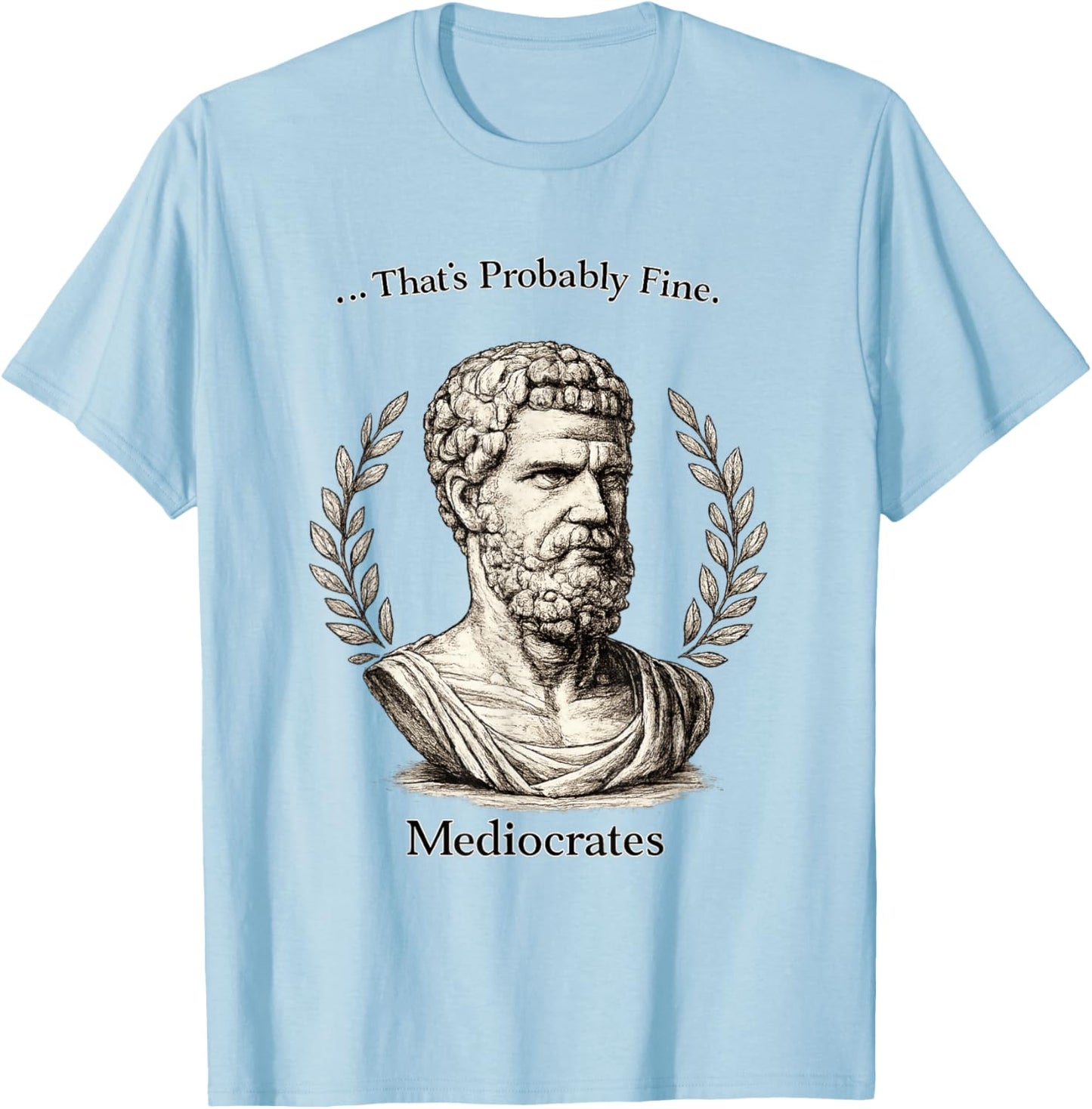 Meh Good Enough Funny Mediocrates Sarcastic Greek Philosophy T-Shirt - T-Shirt | Light Blue