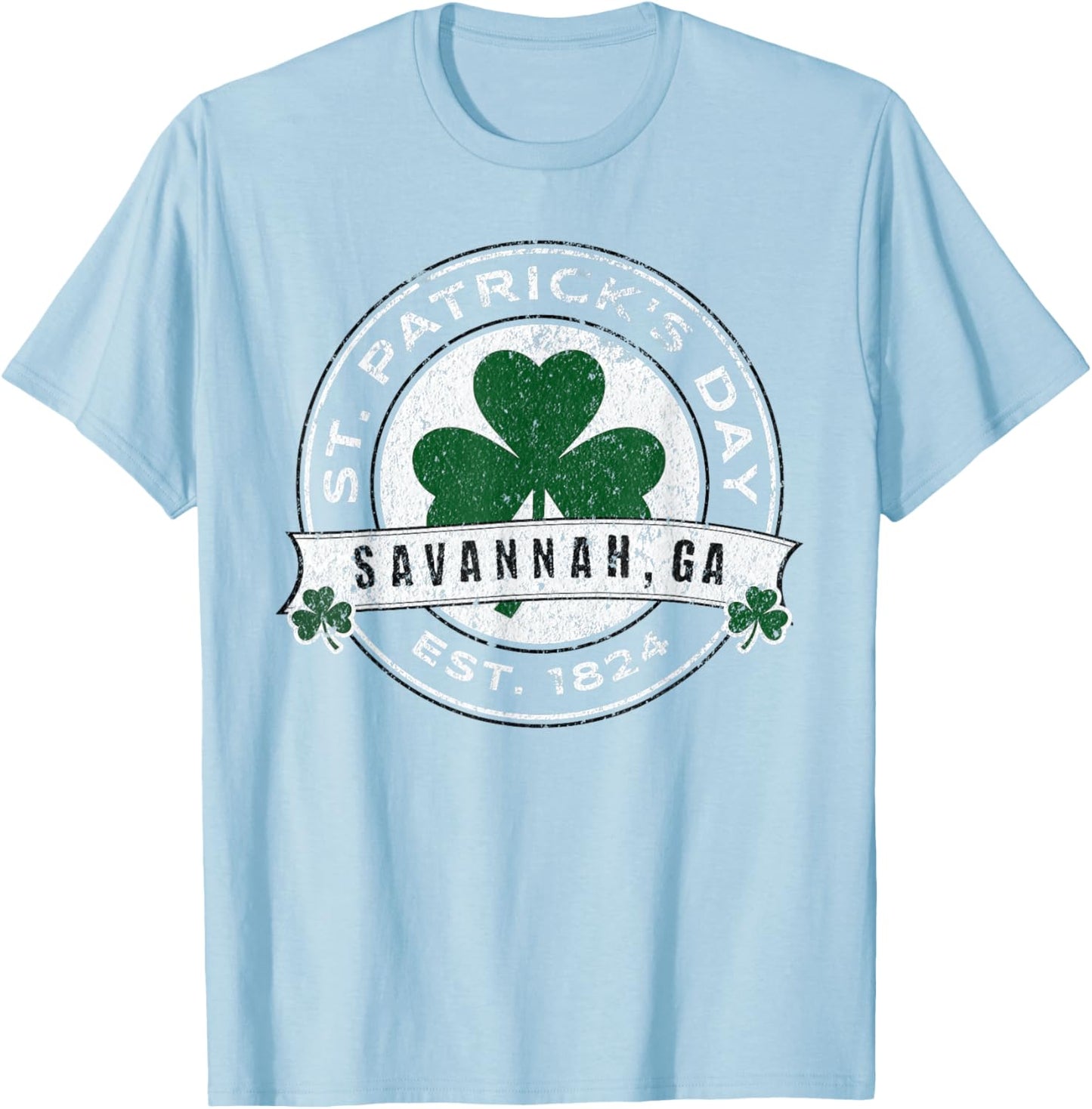 Savannah Georgia Irish Shamrock St. Patrick's Day Fun T-Shirt - T-Shirt | Light Blue