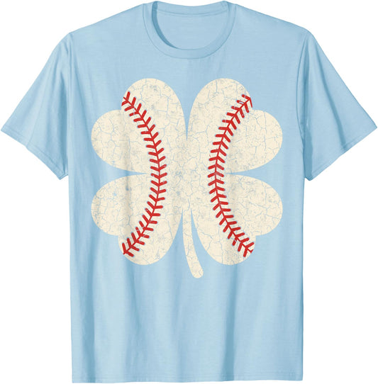 St.Patrick’s Day Irish Shenanigans Baseball Fan Shamrock T-Shirt - T-Shirt | Light Blue