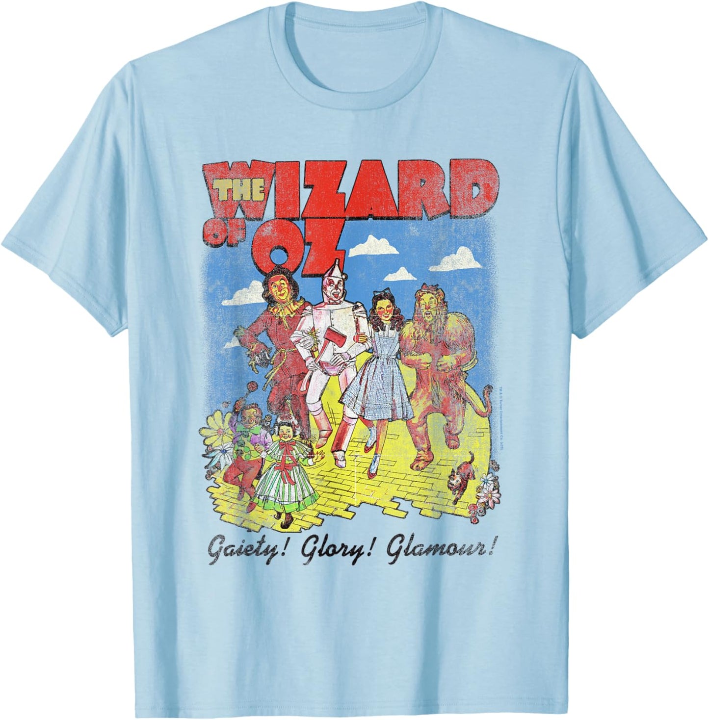 The Wizard of Oz Vintage Illustrated Poster Classic Movie T-Shirt - T-Shirt | Light Blue