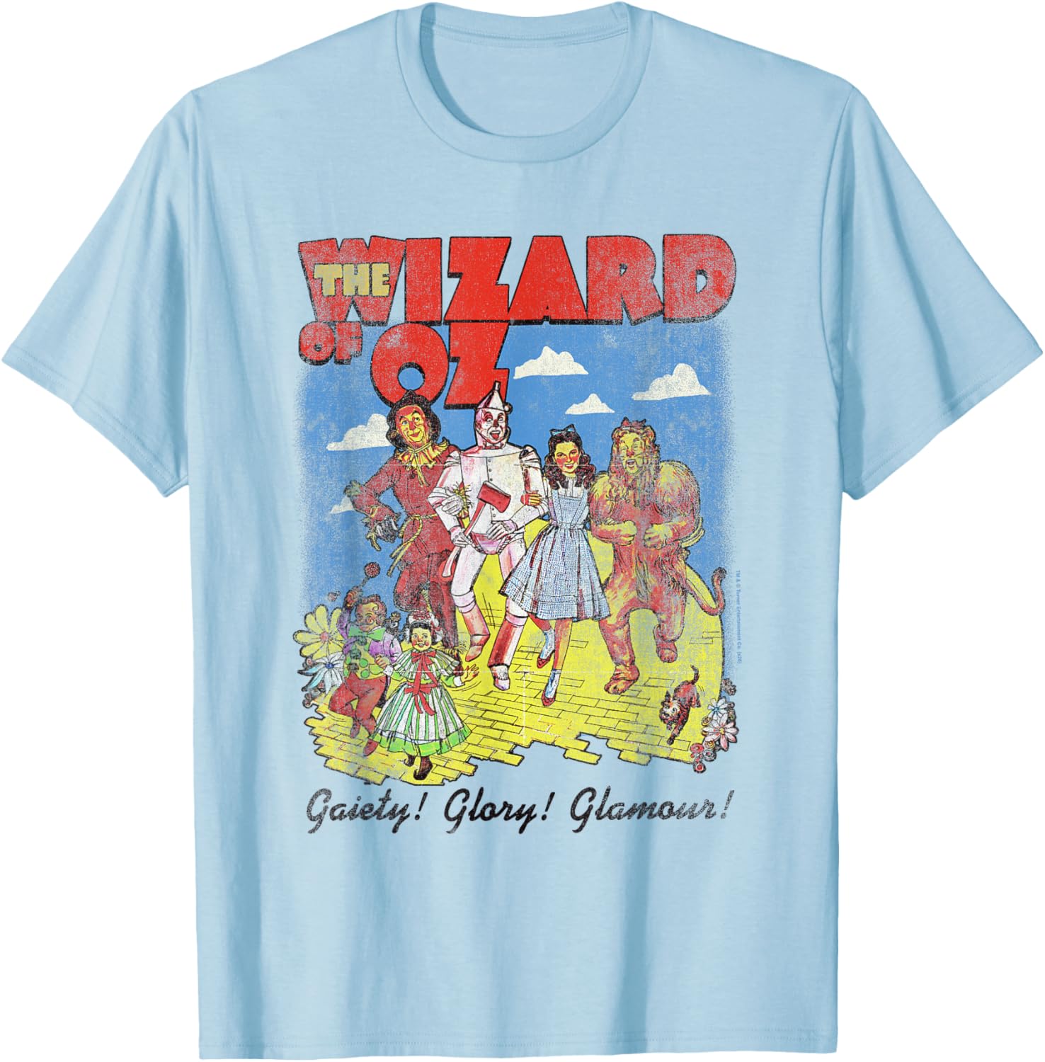 The Wizard of Oz Vintage Illustrated Poster Classic Movie T-Shirt - T-Shirt | Light Blue