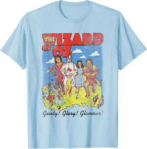 The Wizard of Oz Vintage Illustrated Poster Classic Movie T-Shirt - T-Shirt | Light Blue