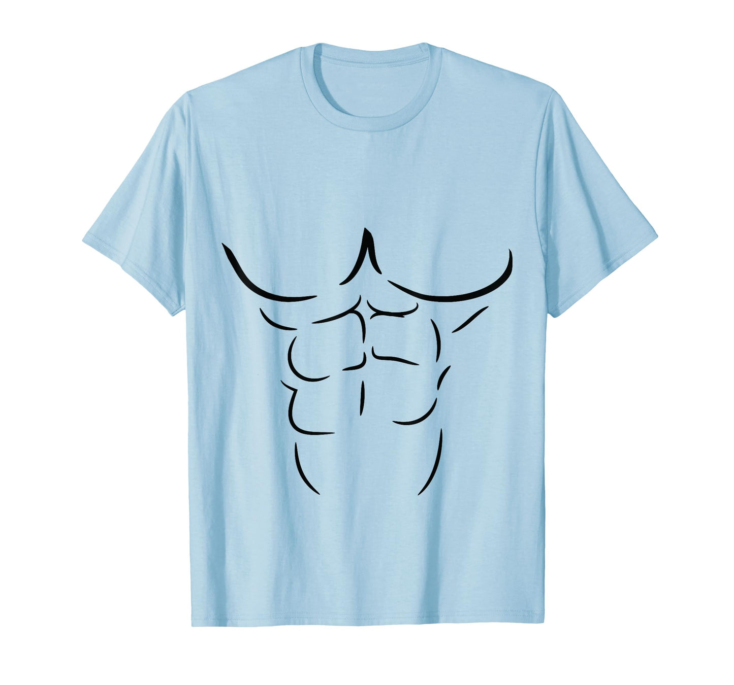 Cartoon Fake Muscle Abs Six Pack Black White Men Boy Costume T-Shirt