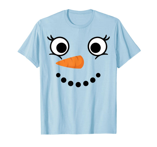 Winter Snowman Face Eyelashes Christmas Xmas Fun Design T-Shirt