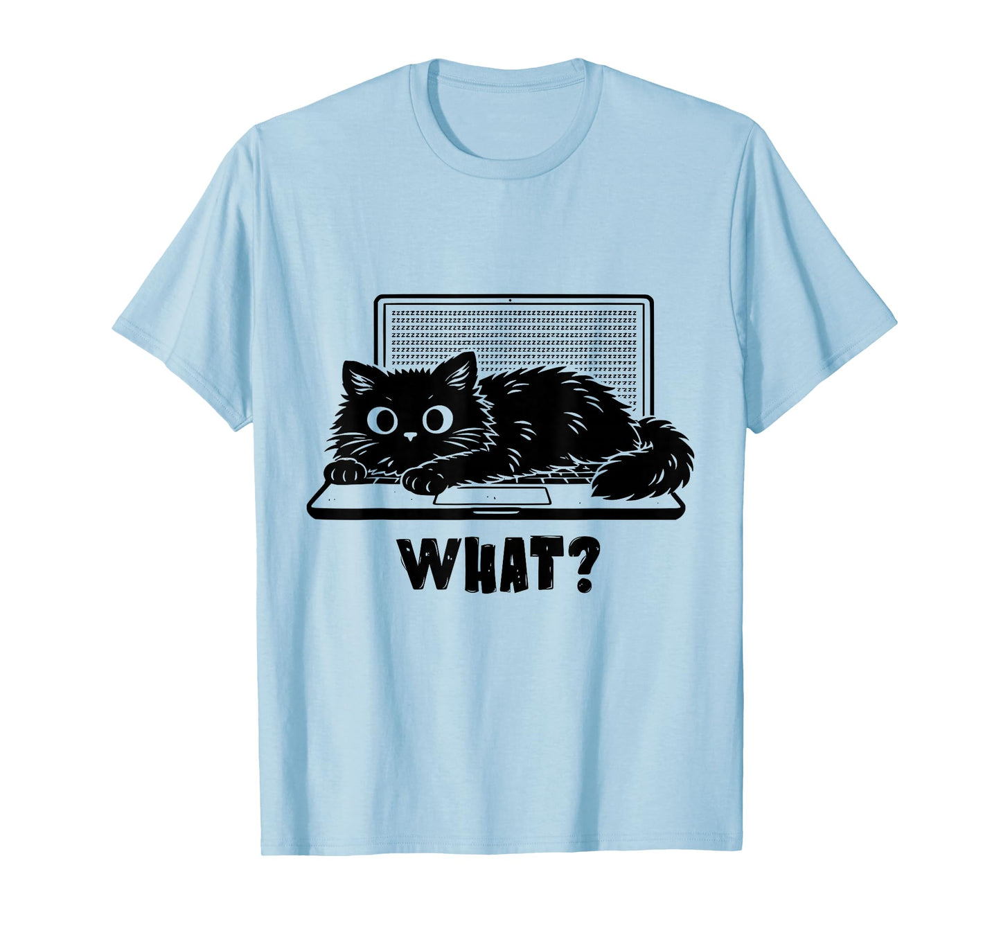 Funny Black Cat What Meme Sarcastic Humor Women Girls T-Shirt