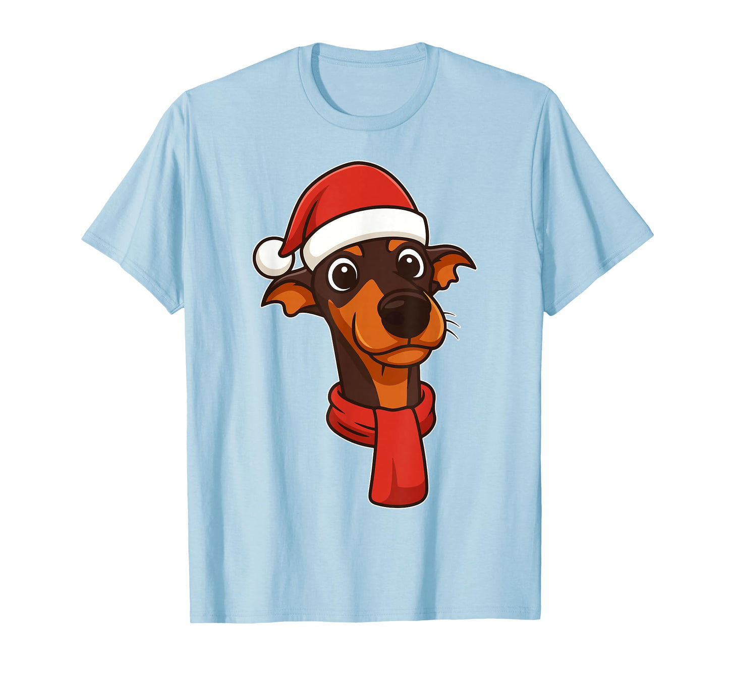 Doberman Dog Christmas Pajama Santa Hat Funny Xmas PJs Girls T-Shirt