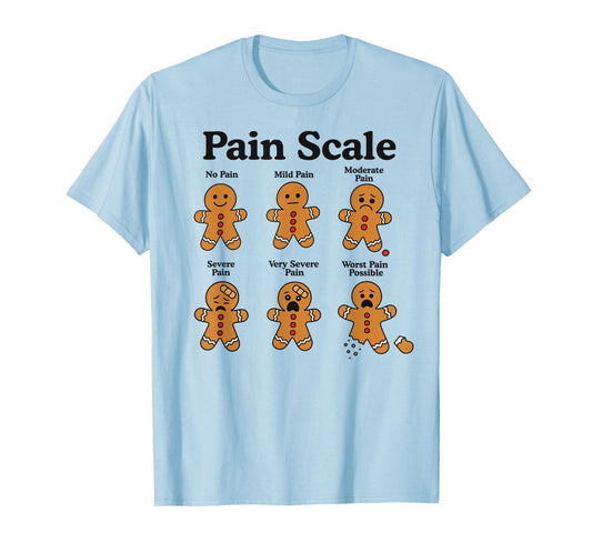 Pain Scale Gingerbread Man Funny Nurse Christmas ICU Nurse T-Shirt