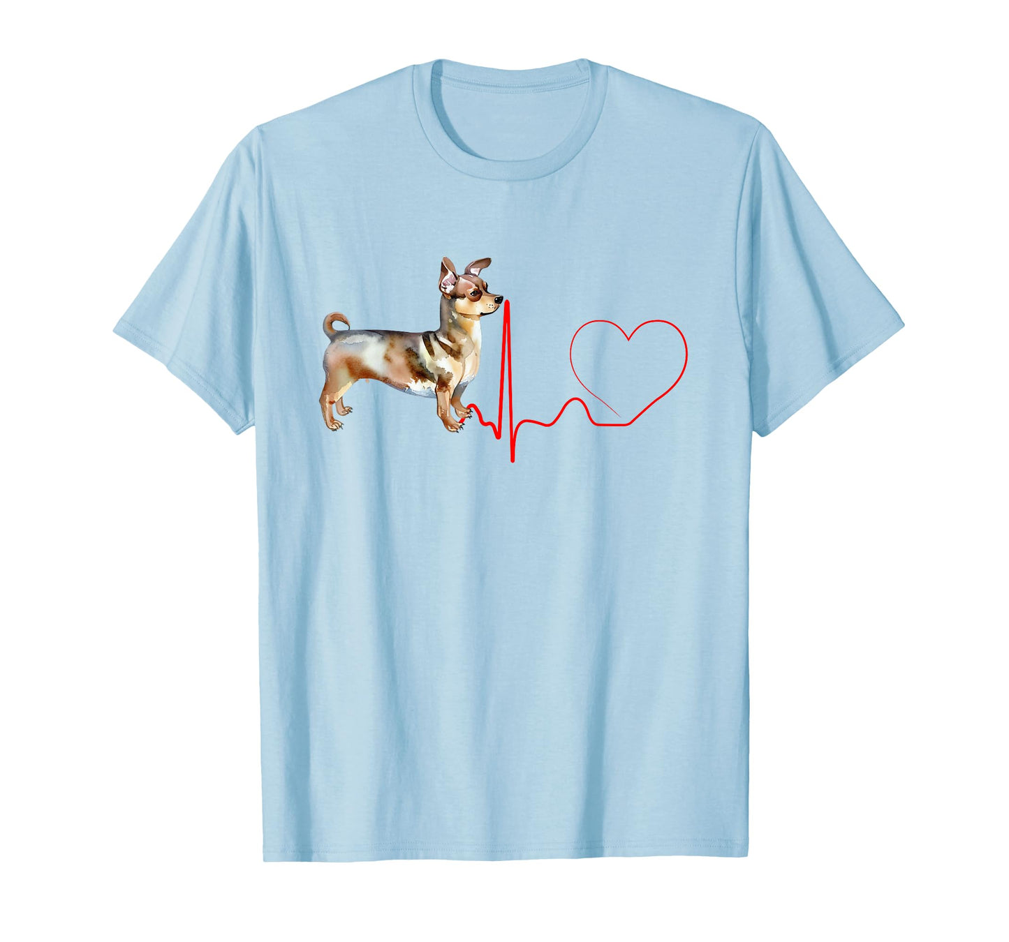 Chiweenie Dog Heartbeat EKG Funny My Dogs are My Cardio T-Shirt