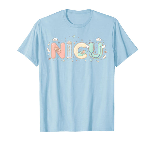 NICU Nurse Valentine's Day Heart Stethoscope Scrubs Women T-Shirt