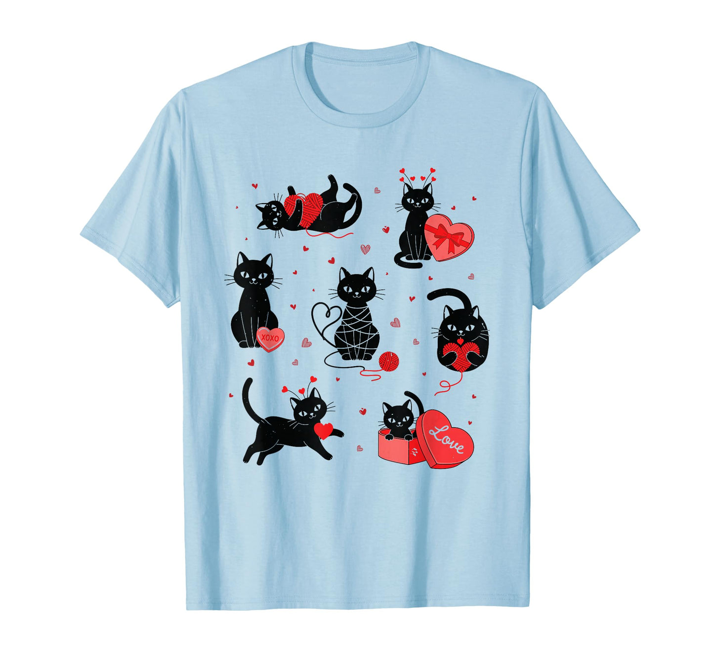 Funny Valentine Cats Love Hearts Cute Cat for Women & Girls T-Shirt