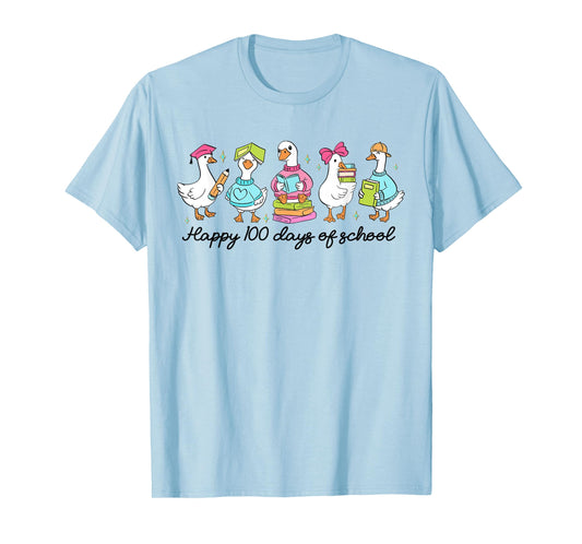 Happy 100 Days of School Goose 100th Day of School Teacher T-Shirt