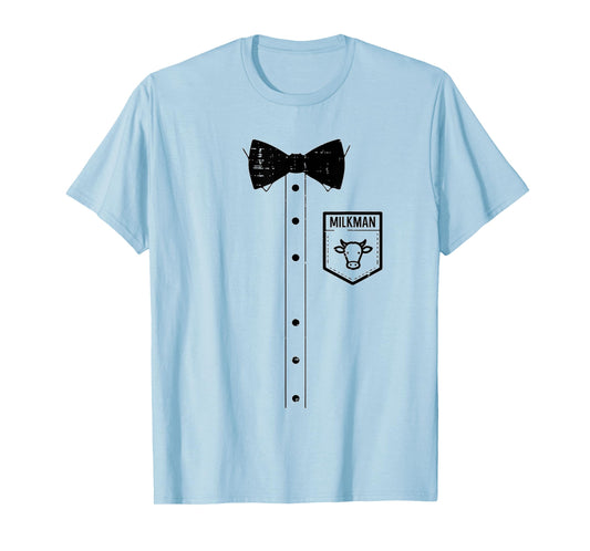 Halloween Milkman Pocket Funny Milk Costume Uniform Dad Men T-Shirt