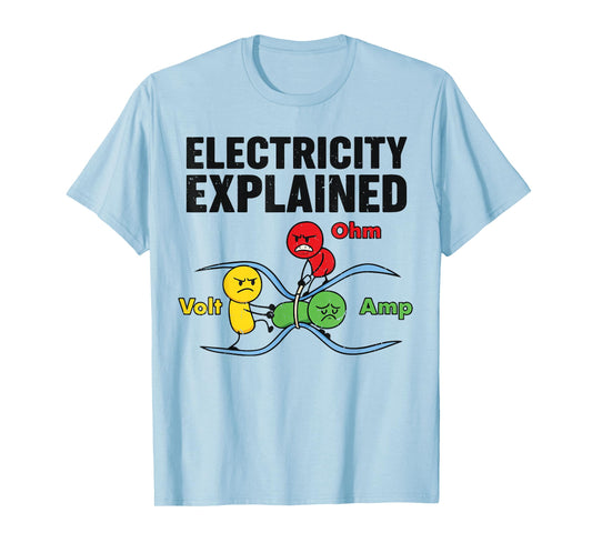 Electricity Explained Funny Nerdy Pun Physics Humor Science T-Shirt
