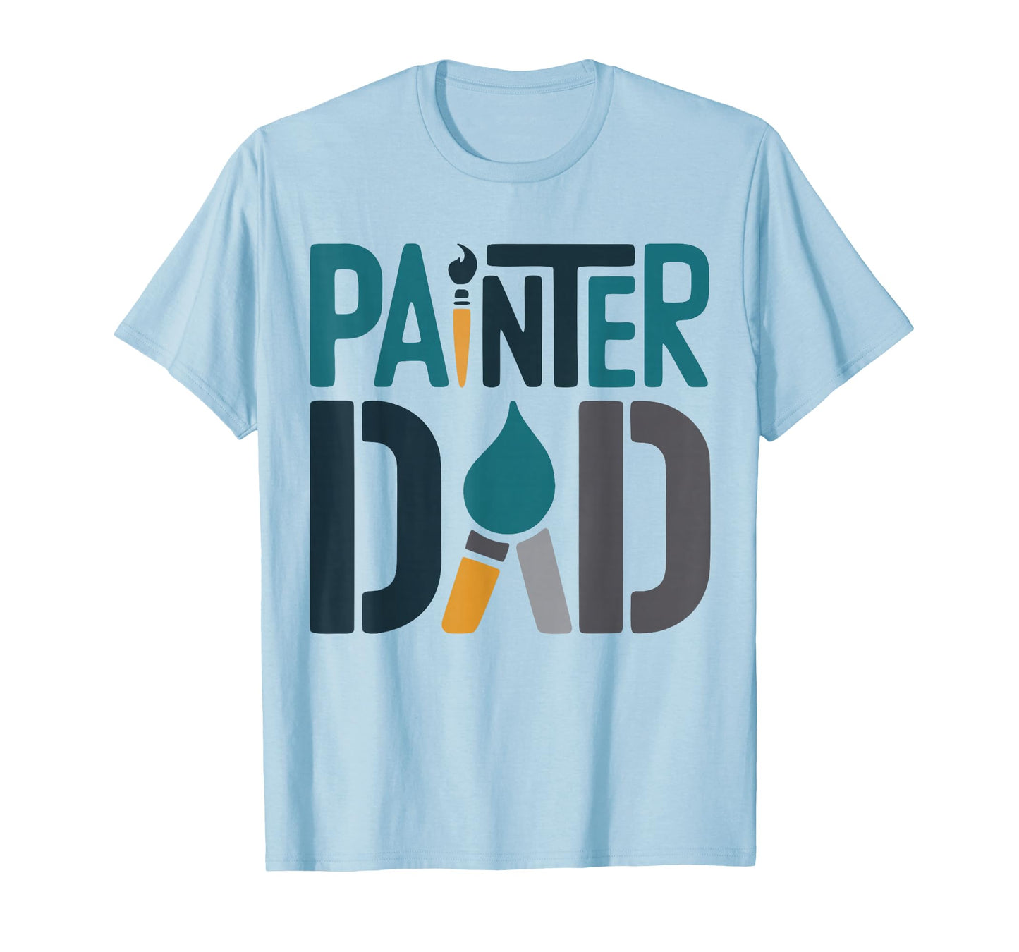 Painter Dad with Paintbrush Art Graphic T-Shirt
