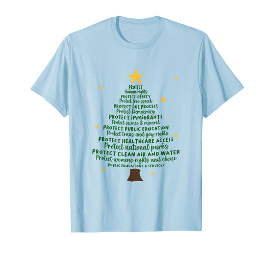 Protect Democracy Christmas Tree Anti Trump T-Shirt