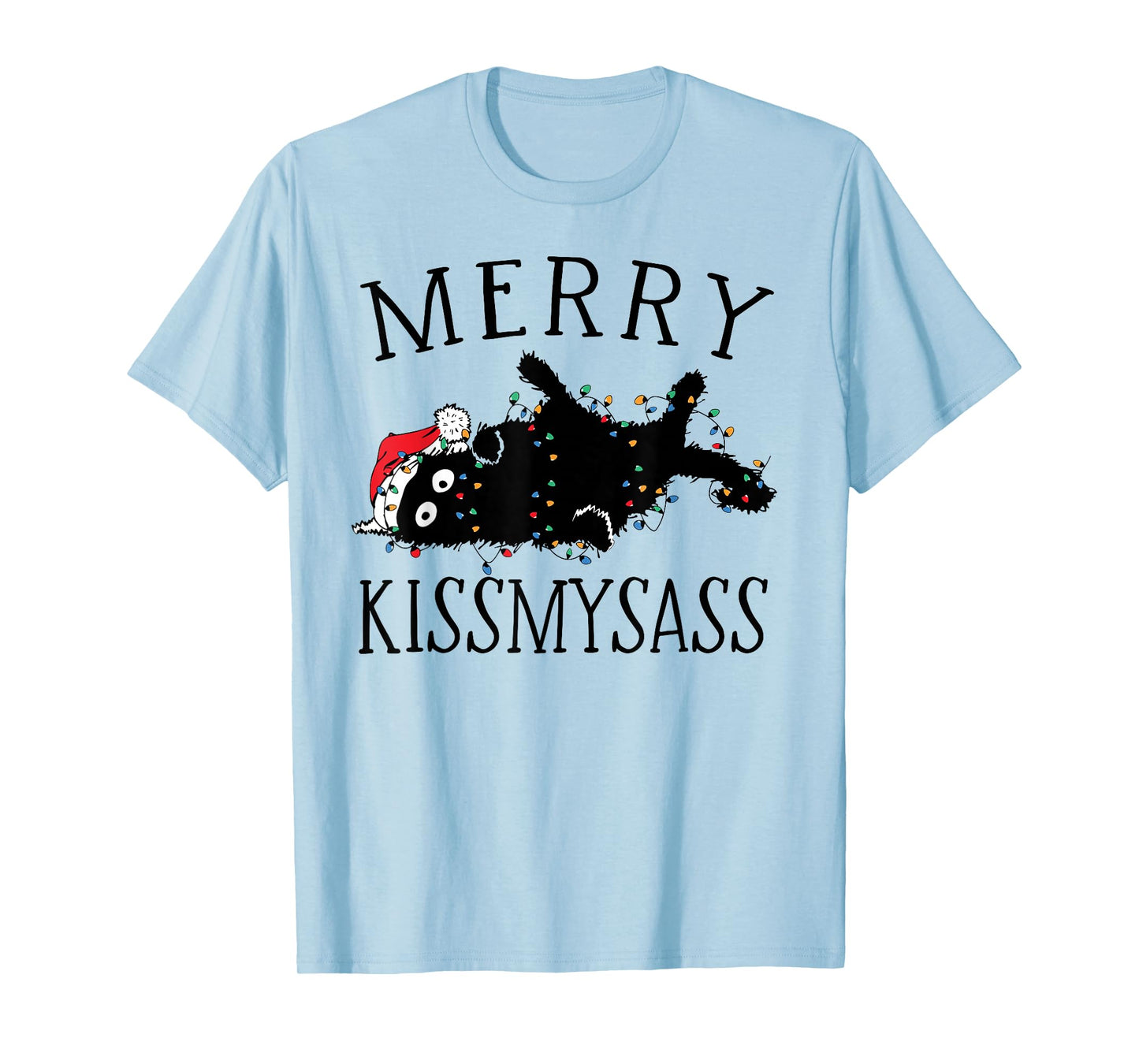 Merry KissMyAss Angry Cat Christmas Funny Sarcastic Humor T-Shirt