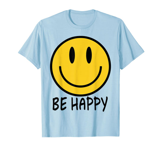 Be Happy 70s 80s Yellow Smile Face Happy Smiling Face Kids T-Shirt