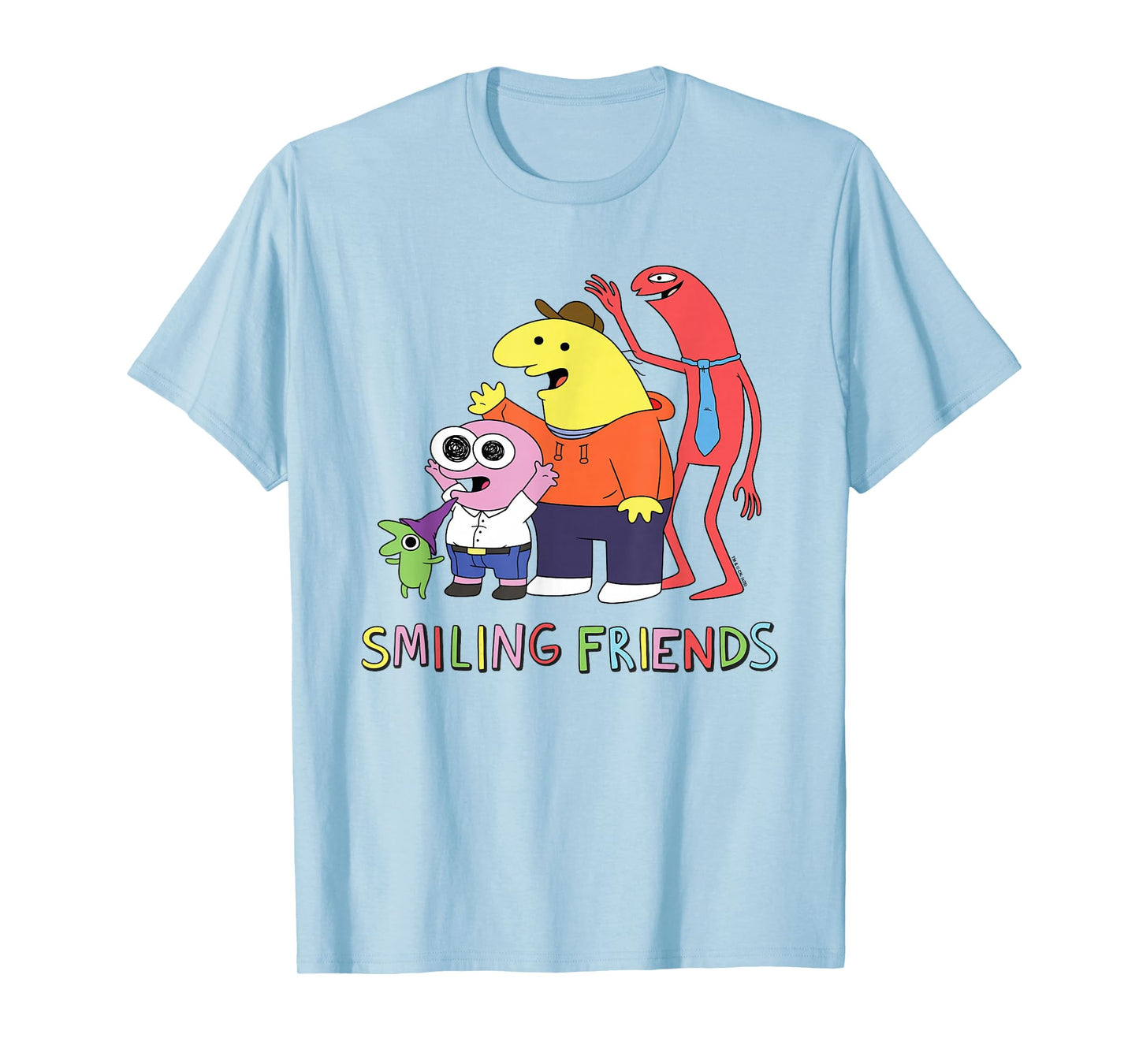 Smiling Friends Stacked Characters with Logo Cartoon T-Shirt