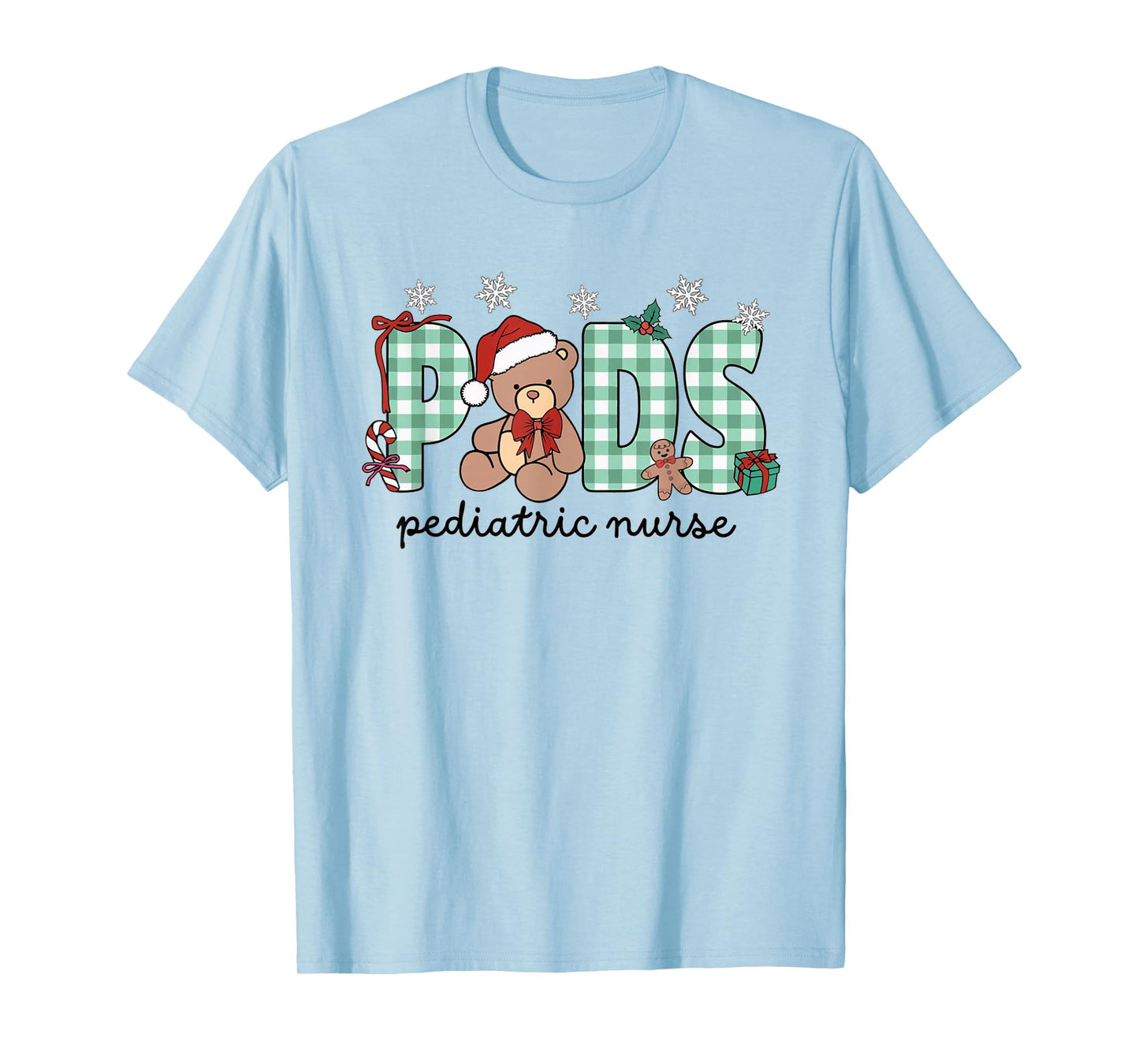 Women Pediatrics Christmas Holiday Bear PEDS Nurse PICU T-Shirt