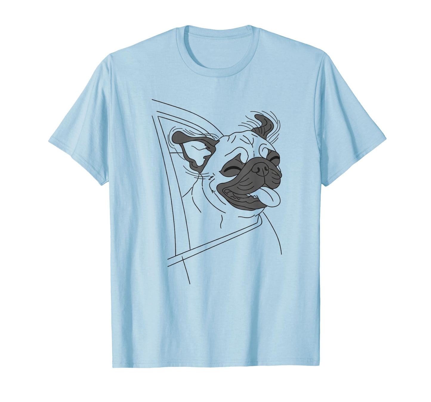Car Window Pug Line Art for Dog T-Shirt