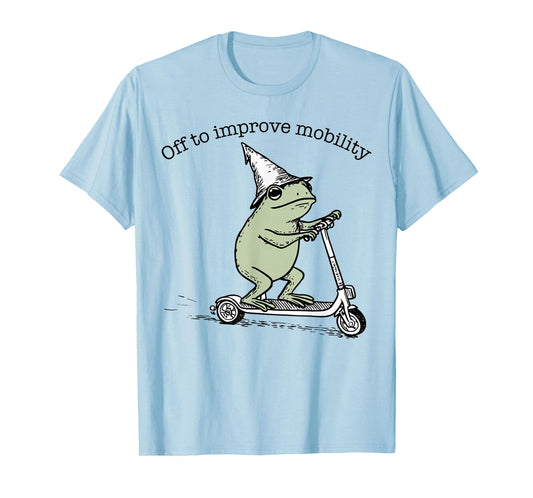 Off to Improve Mobility Funny Frog Scooter Physical Therapy T-Shirt