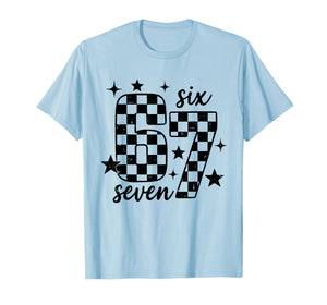 Retro 67 Checkered Six Seven Meme Funny Teacher Student 6 7 T-Shirt