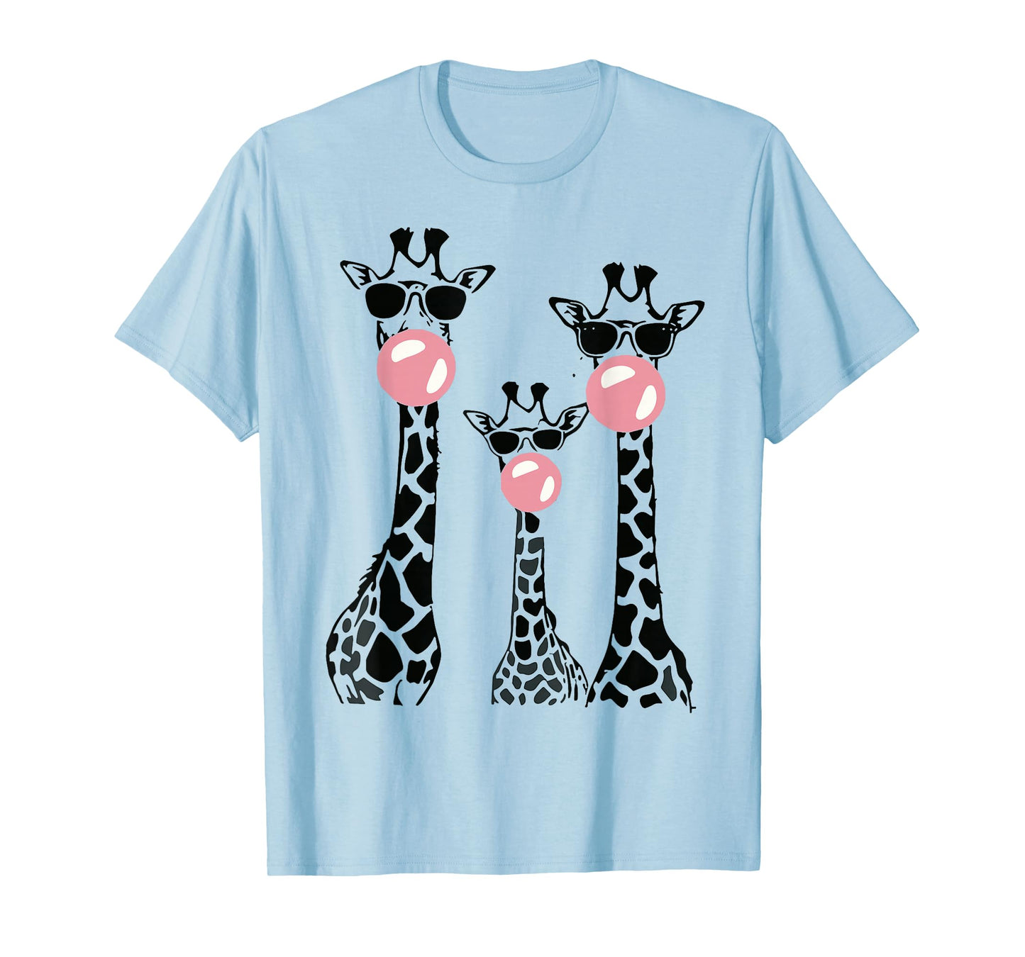 Cute Giraffe Trio Blowing Bubble Gum with Sunglasses T-Shirt